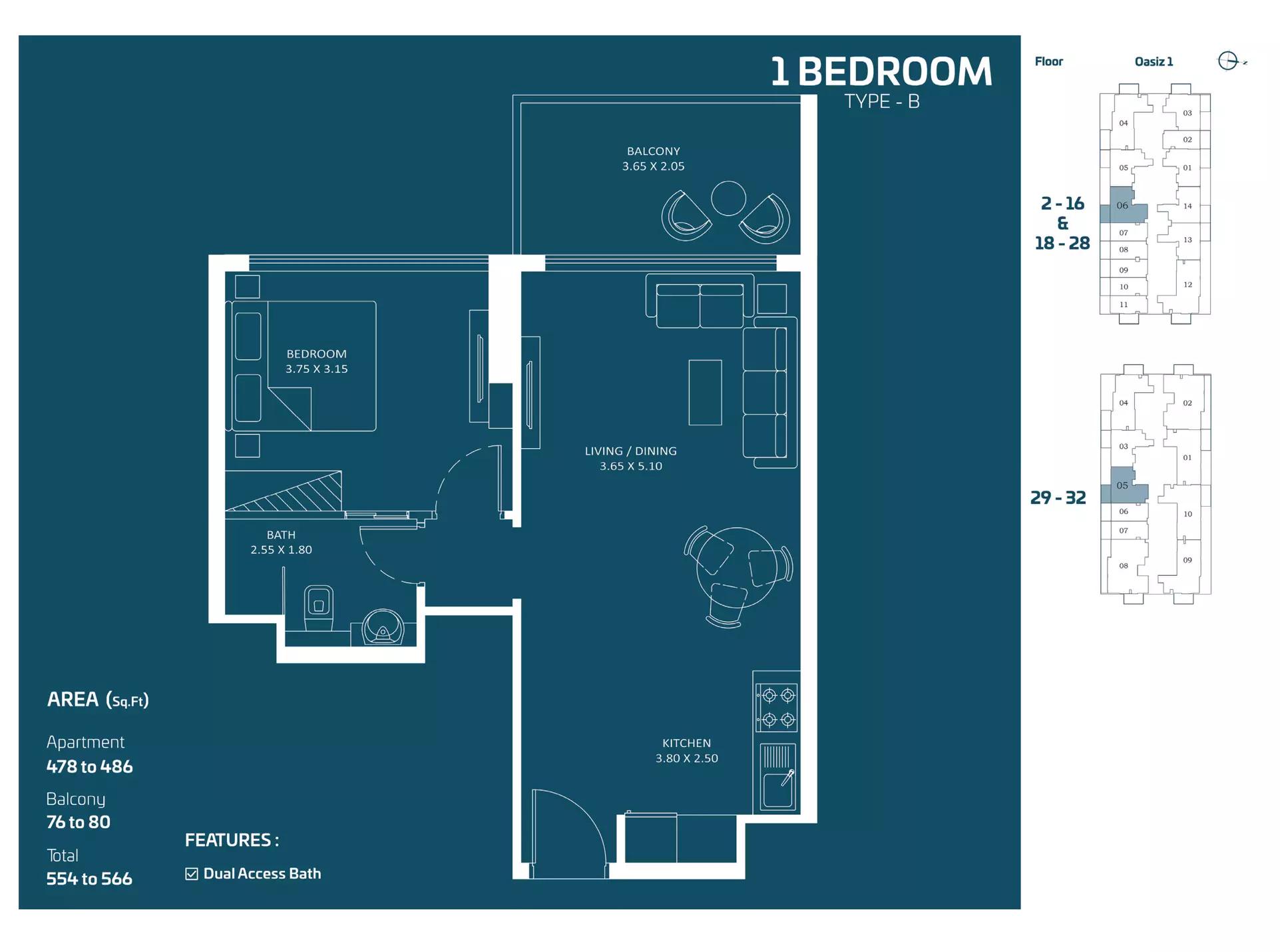 1 Bedroom Type B
