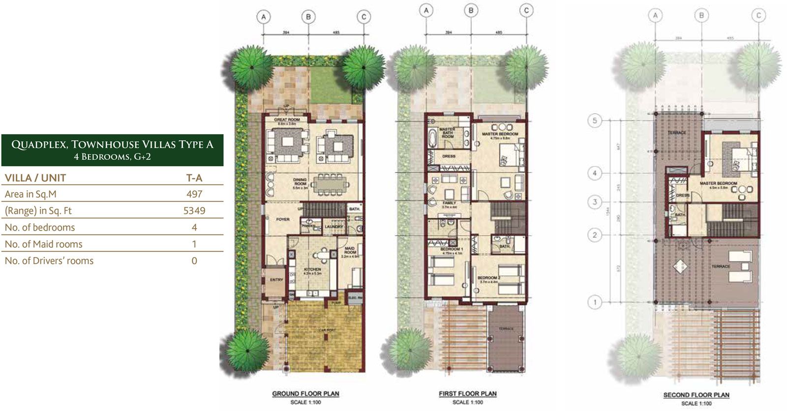 Quadplex 3&4 Bedroom G+1 & G+2 Covered Parking to Villa Type D 4 Bedroom G+1