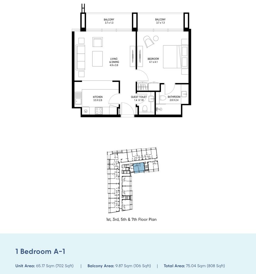 1 Bedroom A-1 to 1 Bedroom C-2
