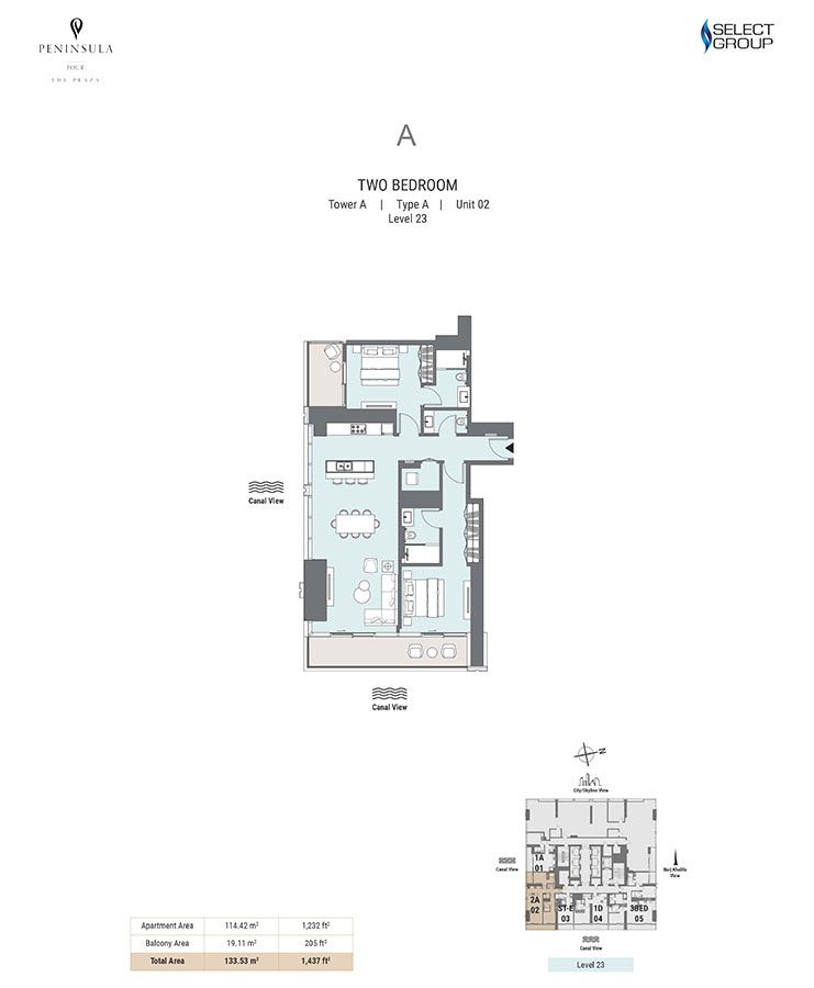 Type A, Unit 02, Level 23 to Type B, Unit 09, Levels 24-47