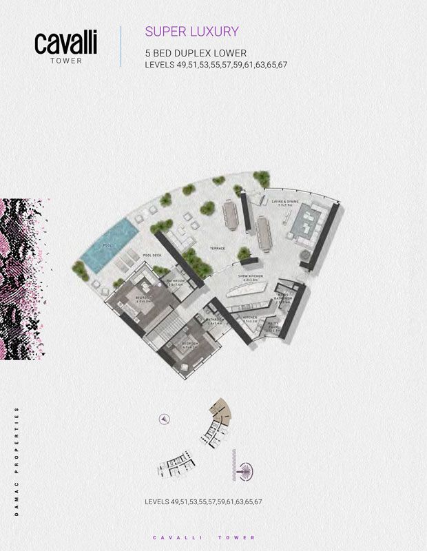 Super Luxury Duplex Lower, Levels 49,51,53,55,57,59,61,63,65,67 to Super Luxury Duplex Upper, Levels 50,52,54,56,58,60,62,64,66,68