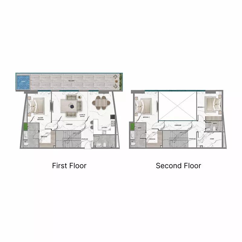 Type A | 3 bedroom + pool