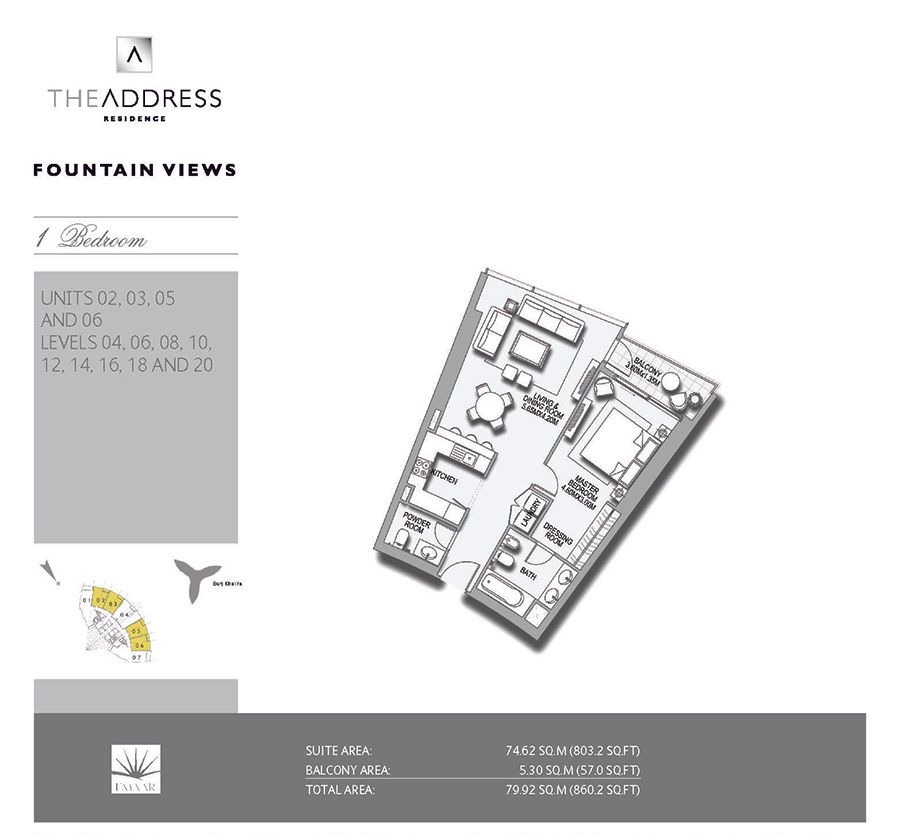 1 BR, Unit-02-03-05-06 to 1 BR, Unit-06-Level-32-36