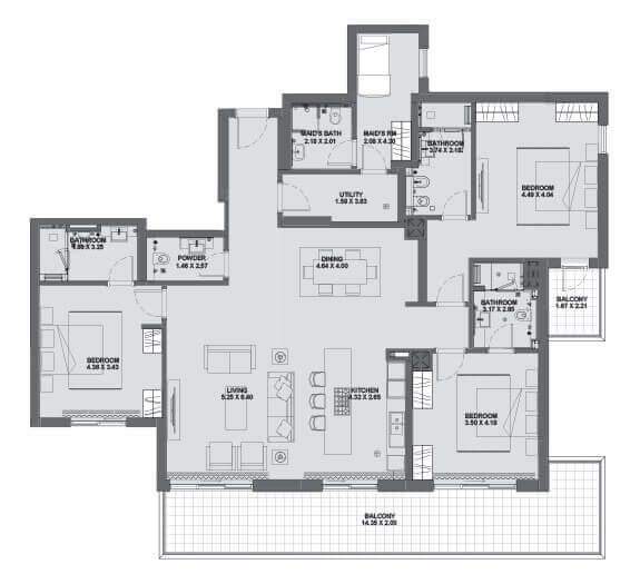 3 Bed - Ground Level to Level 6