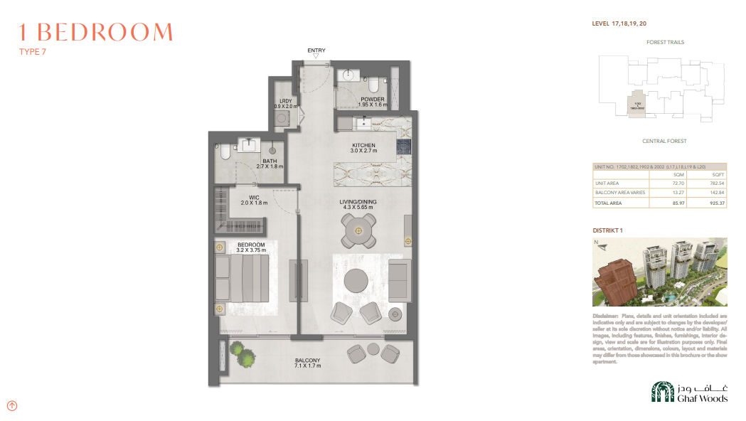 1 BEDROOM TYPE 7 LEVEL 17,18,19, 20