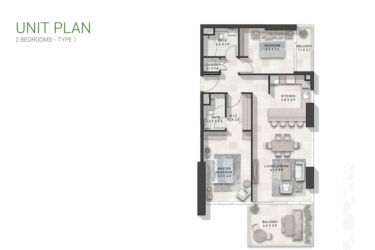 2 Bed, Type 1 to 2 Bed, Type 2