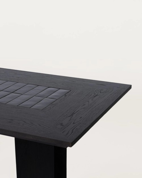 OXIDIZED BLACK OAK DINING TABLE