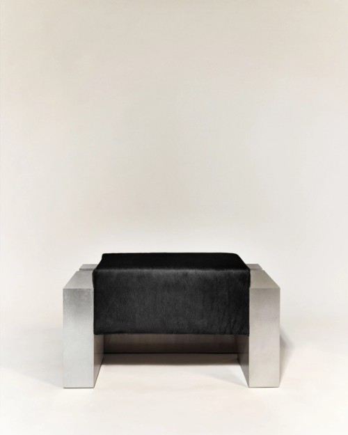quadro, chair, calf skin, stool, bench, black, aluminum