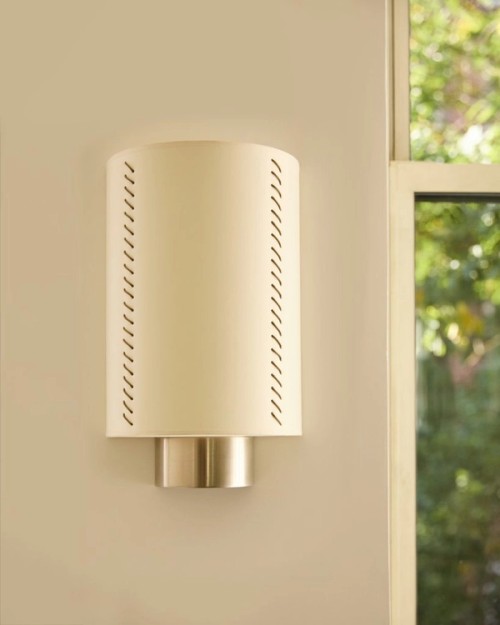 SCONCE LEATHER STITCH PAPER SHADE NYC APARTMENT