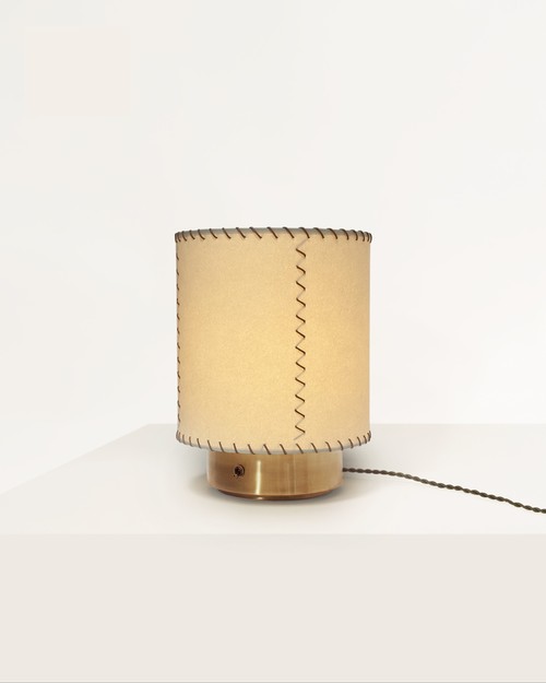 LEATHER STITCH TABLE LAMP PAPER SHADE