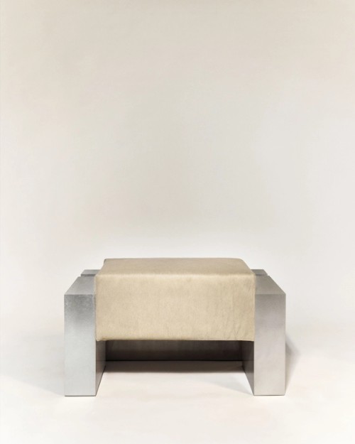 quadro, chair, calf skin, stool, bench, silver, aluminum