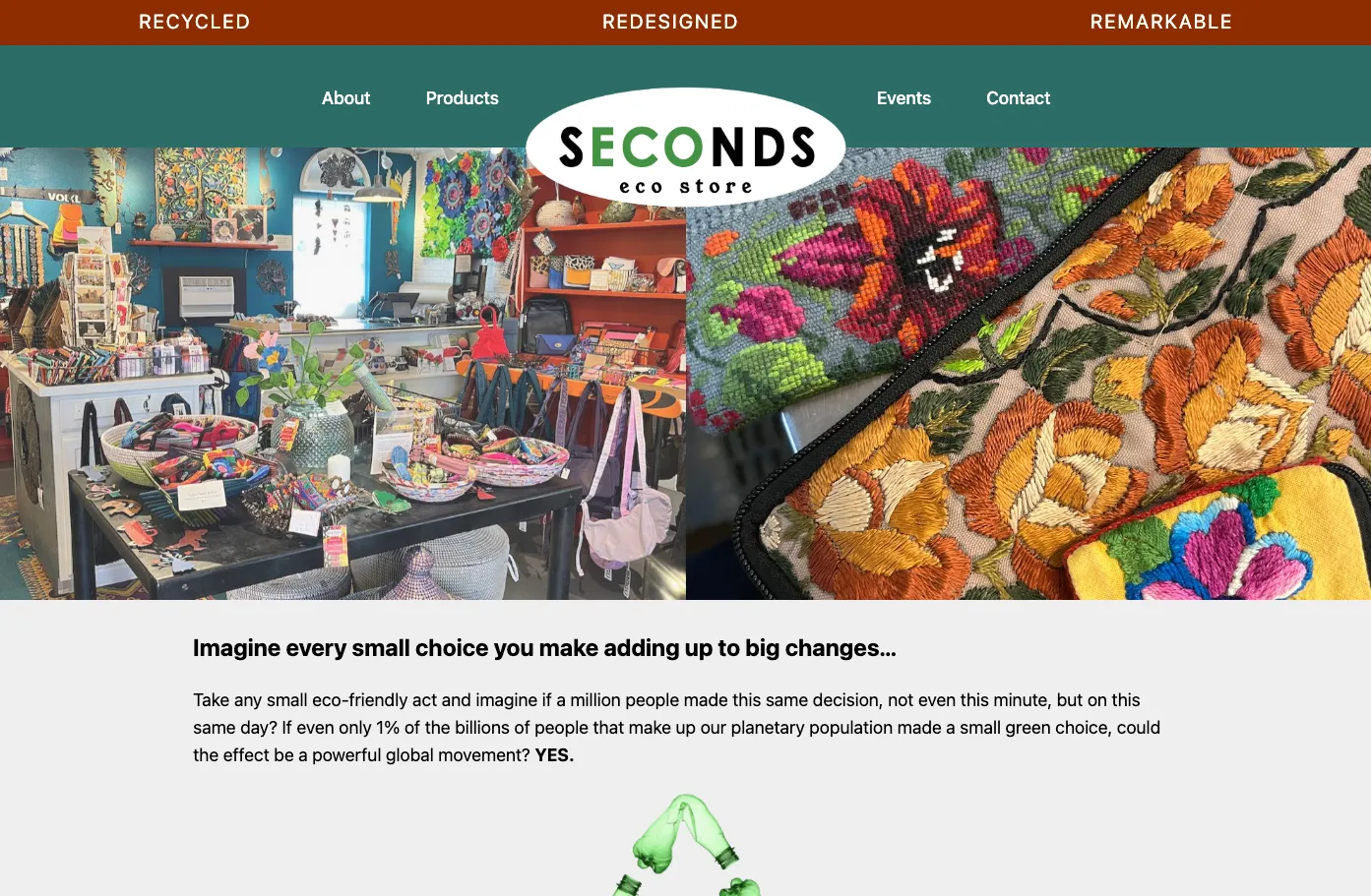 Seconds Eco Store homepage