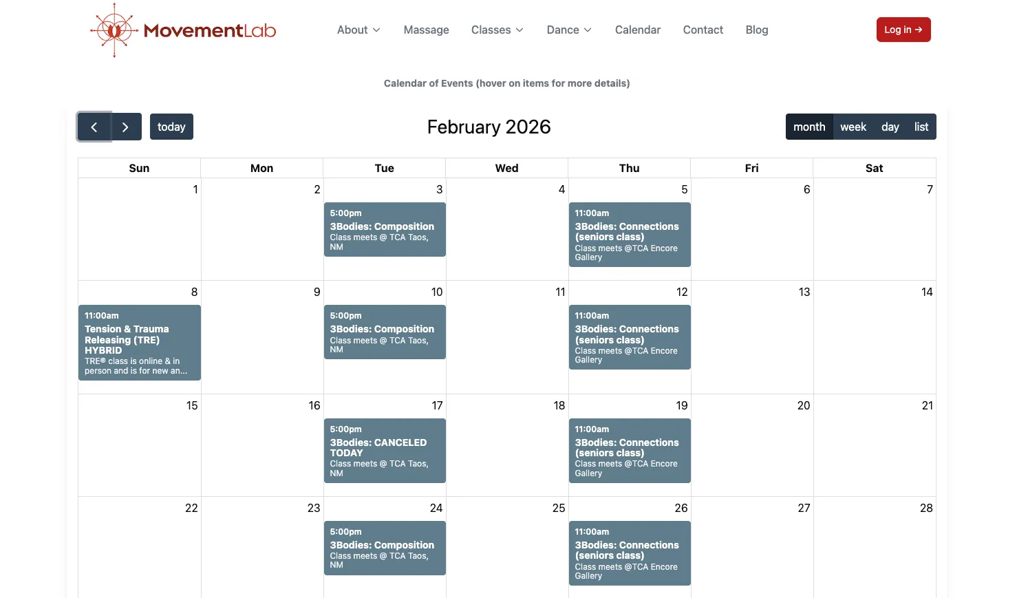 Calendar example