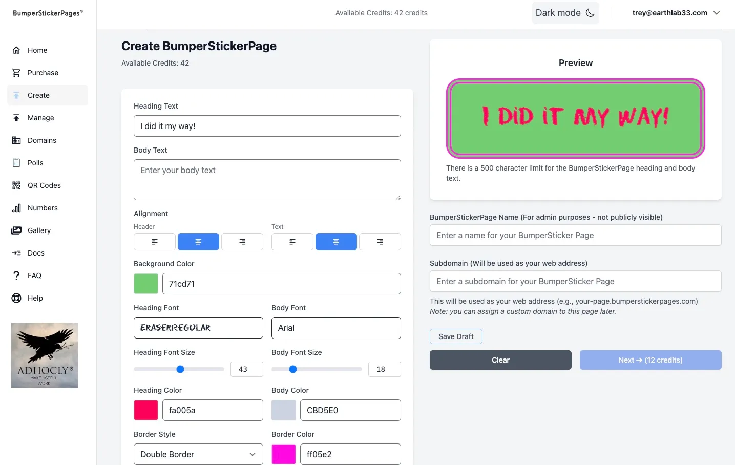 Bumperstickerpage creator