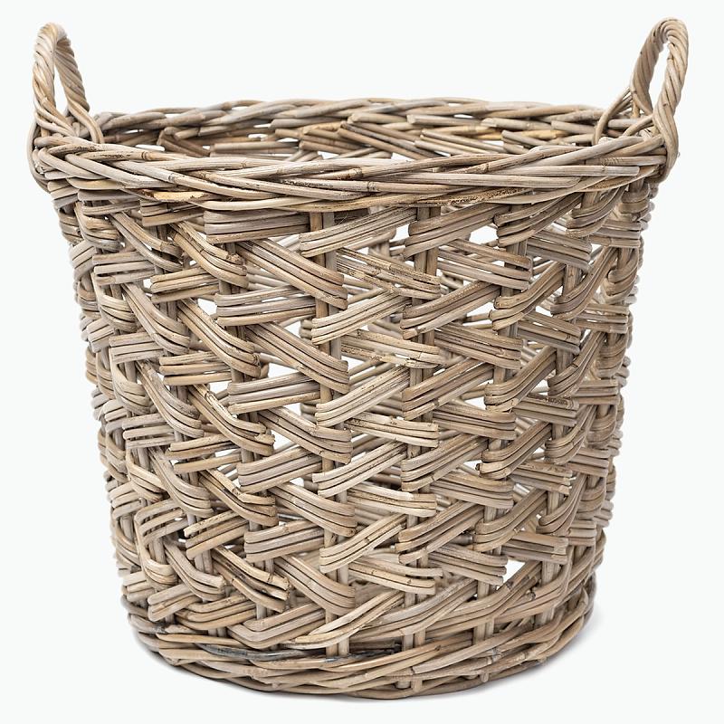 Portabello - Herringbone Weave Round Kubu Basket | Wicka