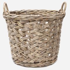 Portobello Herringbone Weave Round Wicker Cane Basket