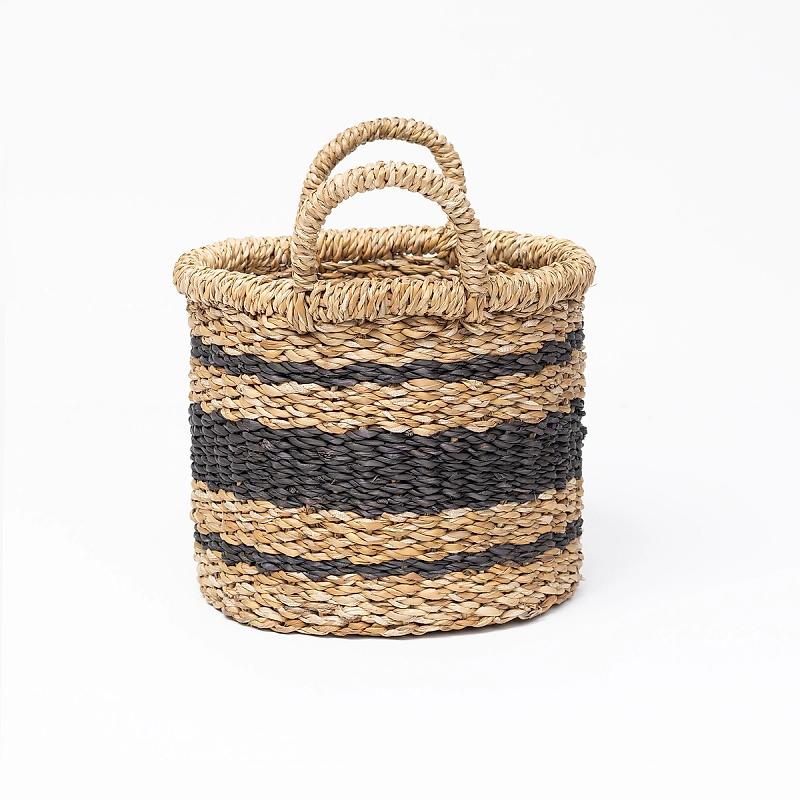 Woodbury - Round Striped Seagrass Basket | Wicka