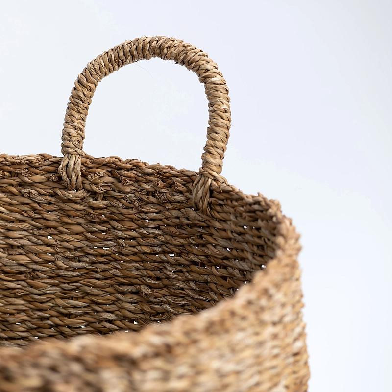 Nantucket - Round Seagrass Striped Basket | Wicka