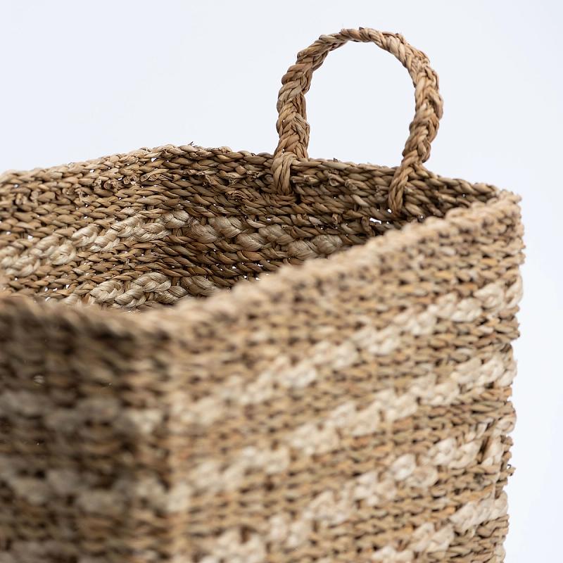 Sancerre - Banded Rectangular Seagrass Basket | Wicka