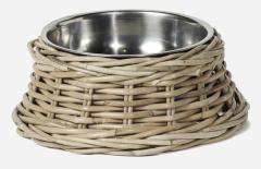 Fido Round Wicker Cane Elevated Pet Bowl