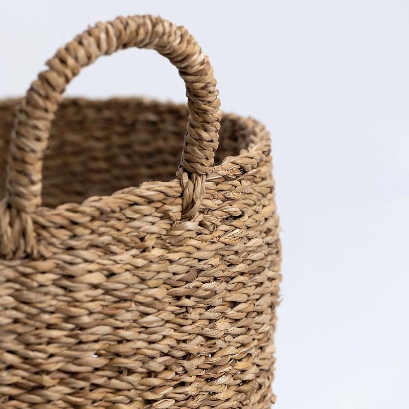 Marbella - Round Seagrass And Hyacinth Woven Basket | Wicka