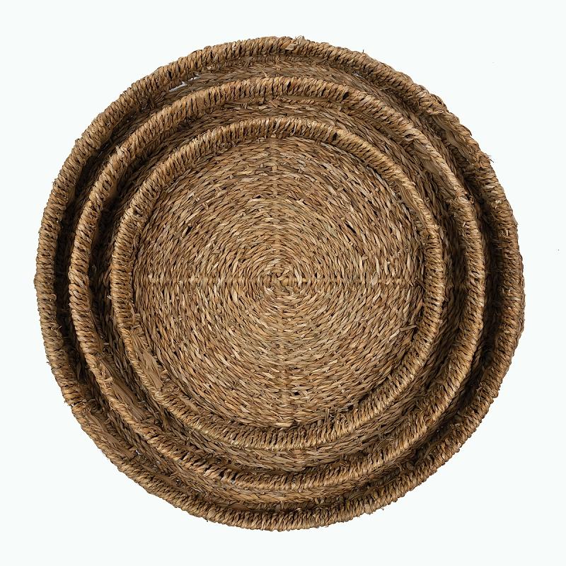 Bellagio | Round Seagrass And Hyacinth Woven Tray