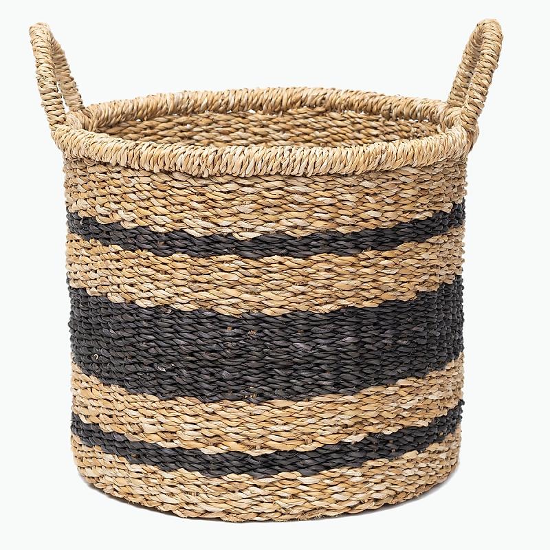 Woodbury - Round Striped Seagrass Basket | Wicka