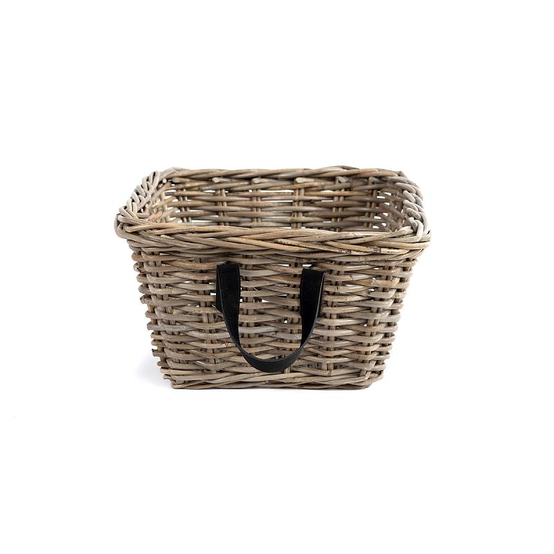 Metropole | Tapered Kubu Cane Basket With Leather Handles