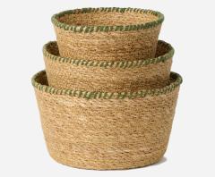 Stitch (green) Woven Round Seagrass Basket