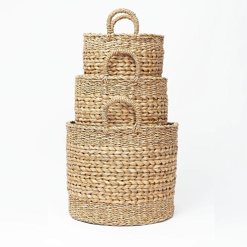 Marbella - Round Seagrass And Hyacinth Woven Basket | Wicka