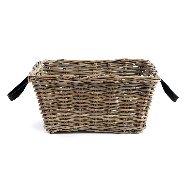 Metropole | Tapered Kubu Cane Basket With Leather Handles