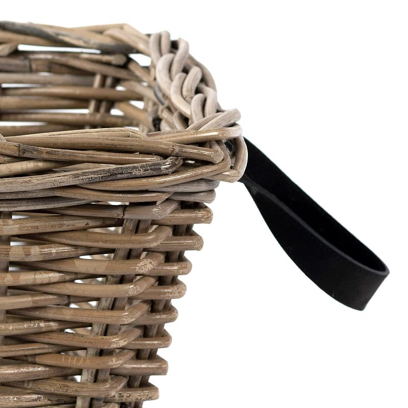 Metropole | Tapered Kubu Cane Basket With Leather Handles