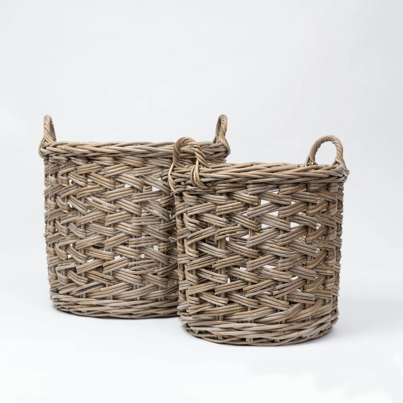 Lido - Round Herringbone Weave Kubu Basket | Wicka