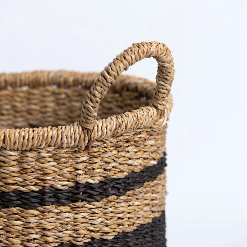 Woodbury - Round Striped Seagrass Basket | Wicka