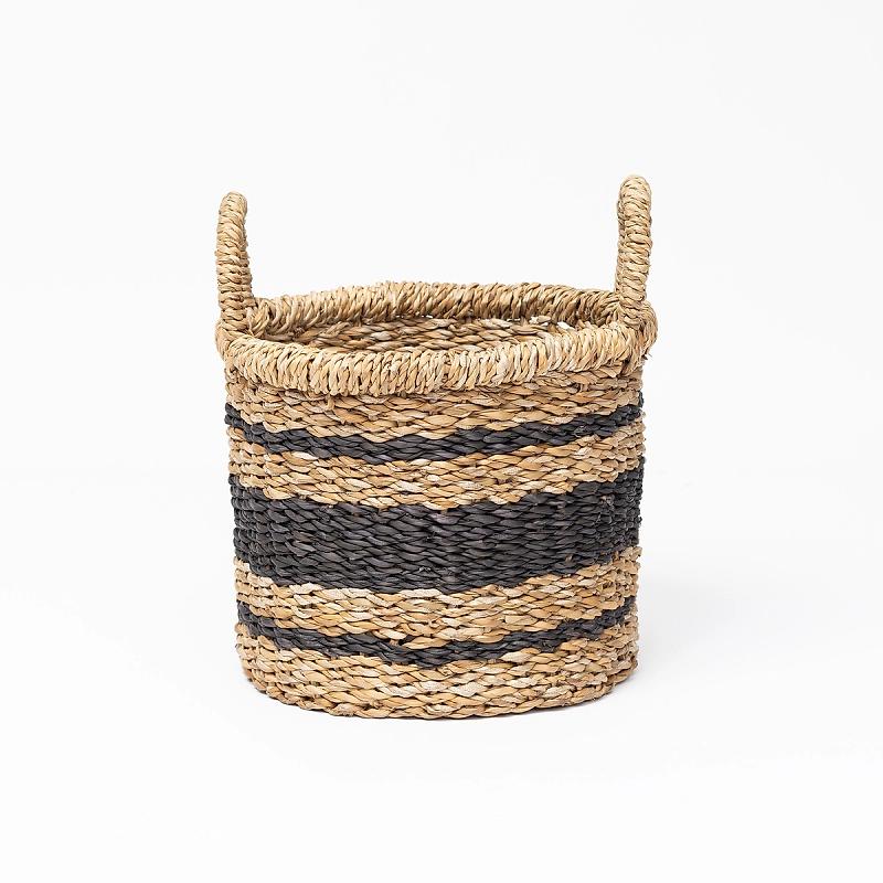 Woodbury - Round Striped Seagrass Basket | Wicka