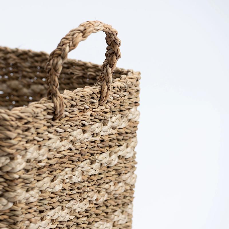 Sancerre - Banded Rectangular Seagrass Basket | Wicka