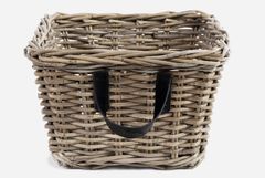 Metropole Tapered Leather And Wicker Cane Basket