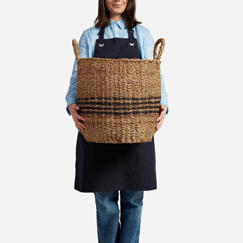 Nantucket - Round Seagrass Striped Basket | Wicka