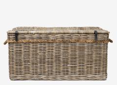 New England Large Lidded Robe & Wicker Cane Hamper With Divider