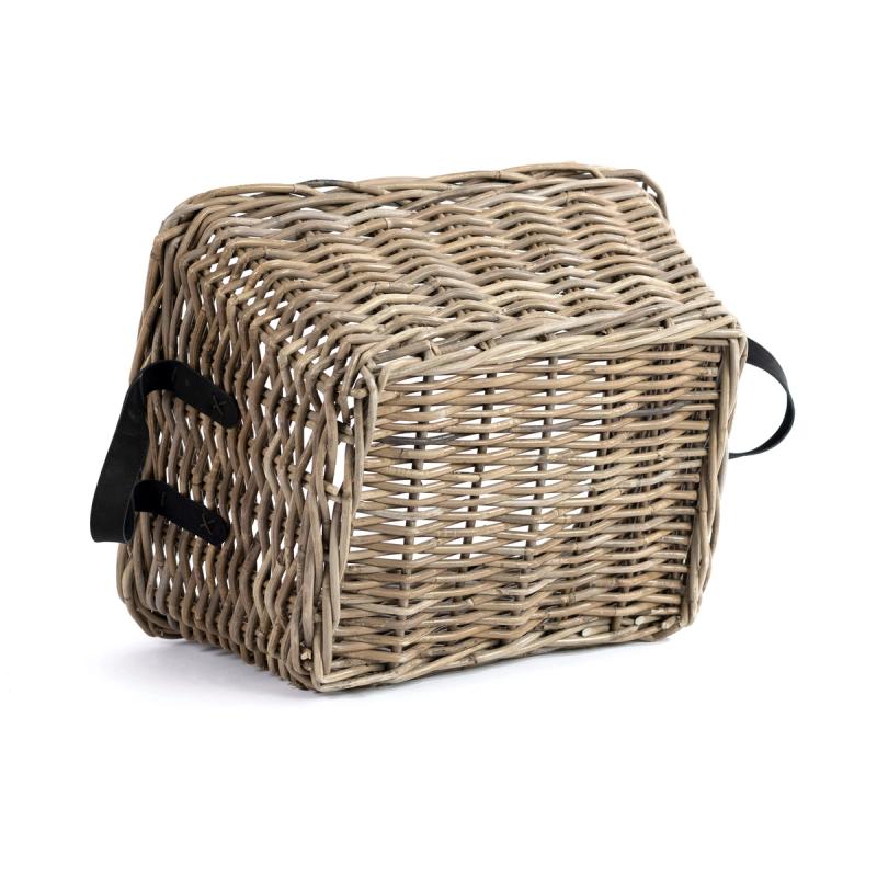 Metropole | Tapered Kubu Cane Basket With Leather Handles