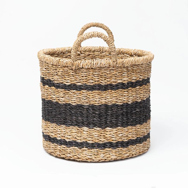 Woodbury - Round Striped Seagrass Basket | Wicka