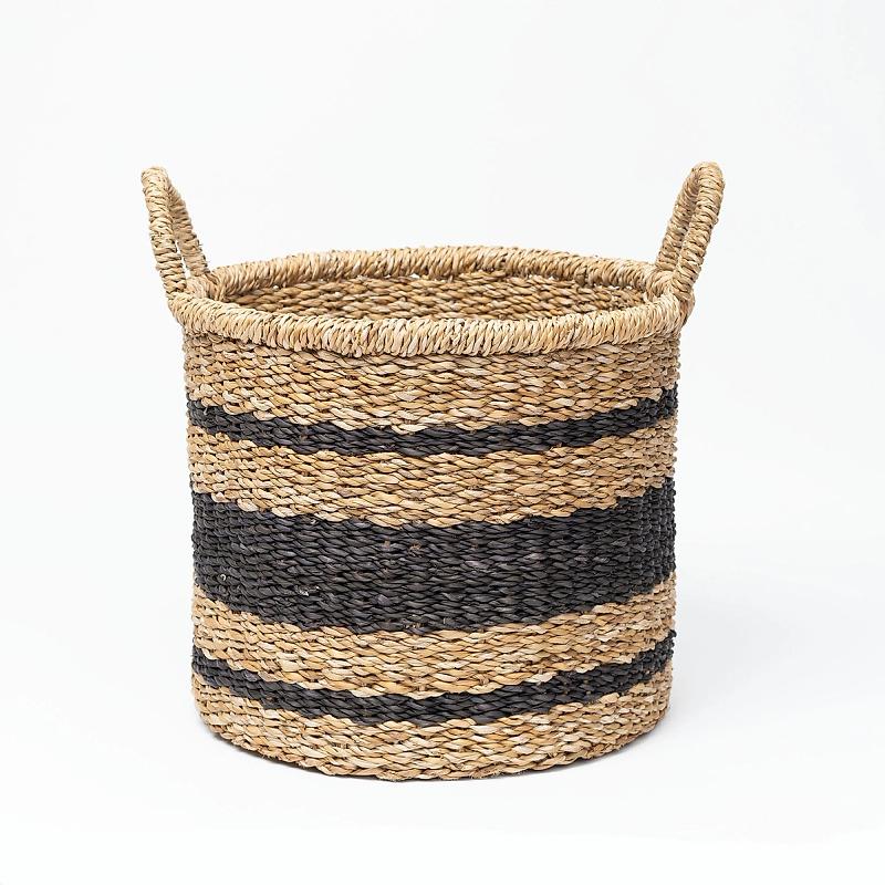 Woodbury - Round Striped Seagrass Basket | Wicka