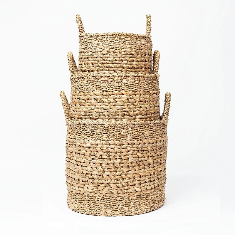 Marbella - Round Seagrass And Hyacinth Woven Basket | Wicka