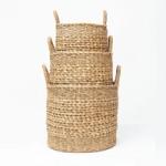 Marbella - Round Seagrass And Hyacinth Woven Basket | Wicka