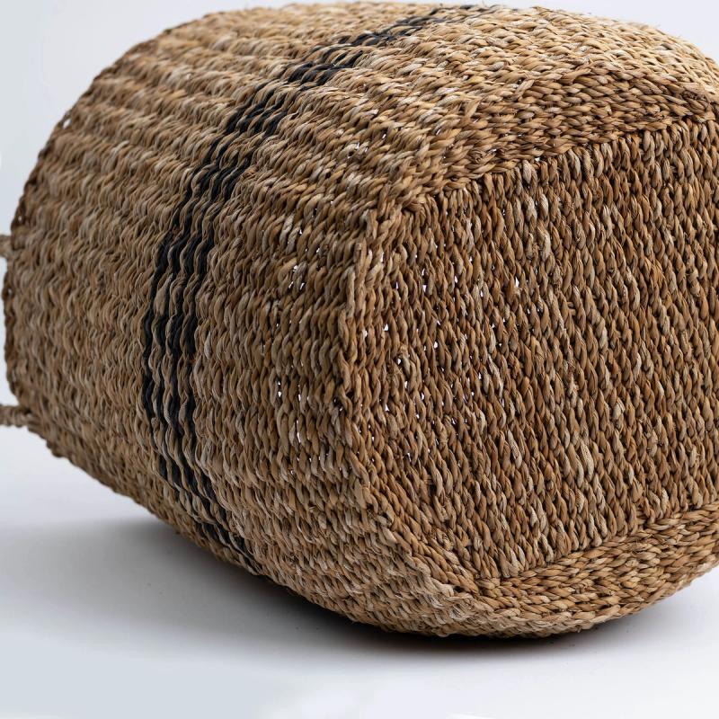 Nantucket - Round Seagrass Striped Basket | Wicka