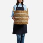 Southsea - White Striped Round Seagrass Basket | Wicka