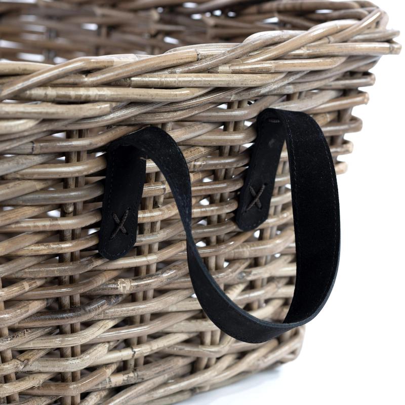 Metropole | Tapered Kubu Cane Basket With Leather Handles