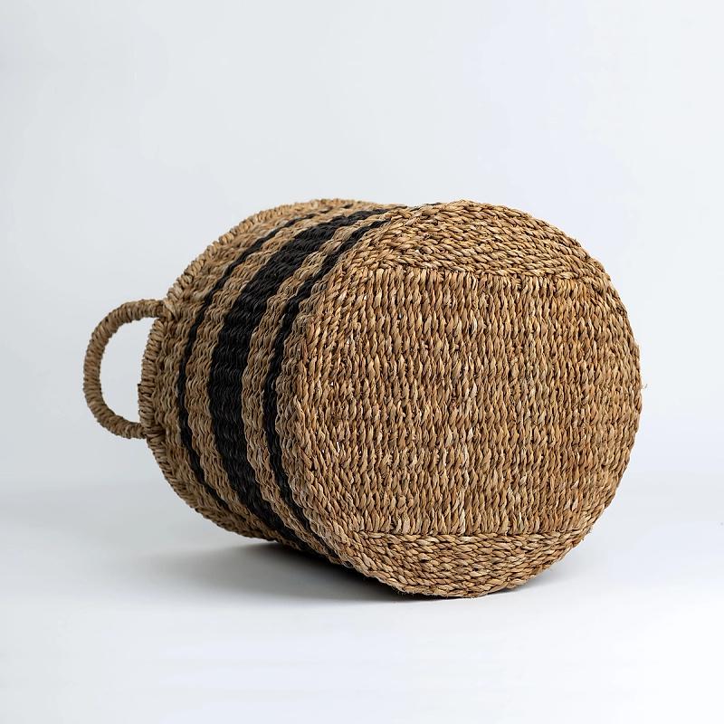 Woodbury - Round Striped Seagrass Basket | Wicka