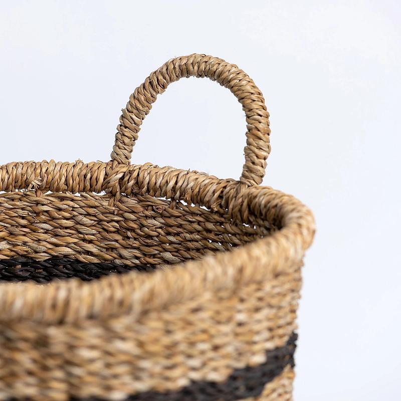 Woodbury - Round Striped Seagrass Basket | Wicka