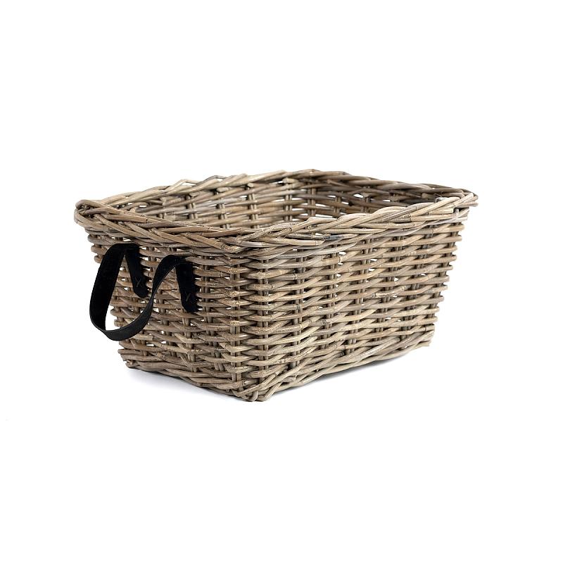 Metropole | Tapered Kubu Cane Basket With Leather Handles